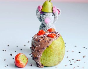 pear with chocolate mousse