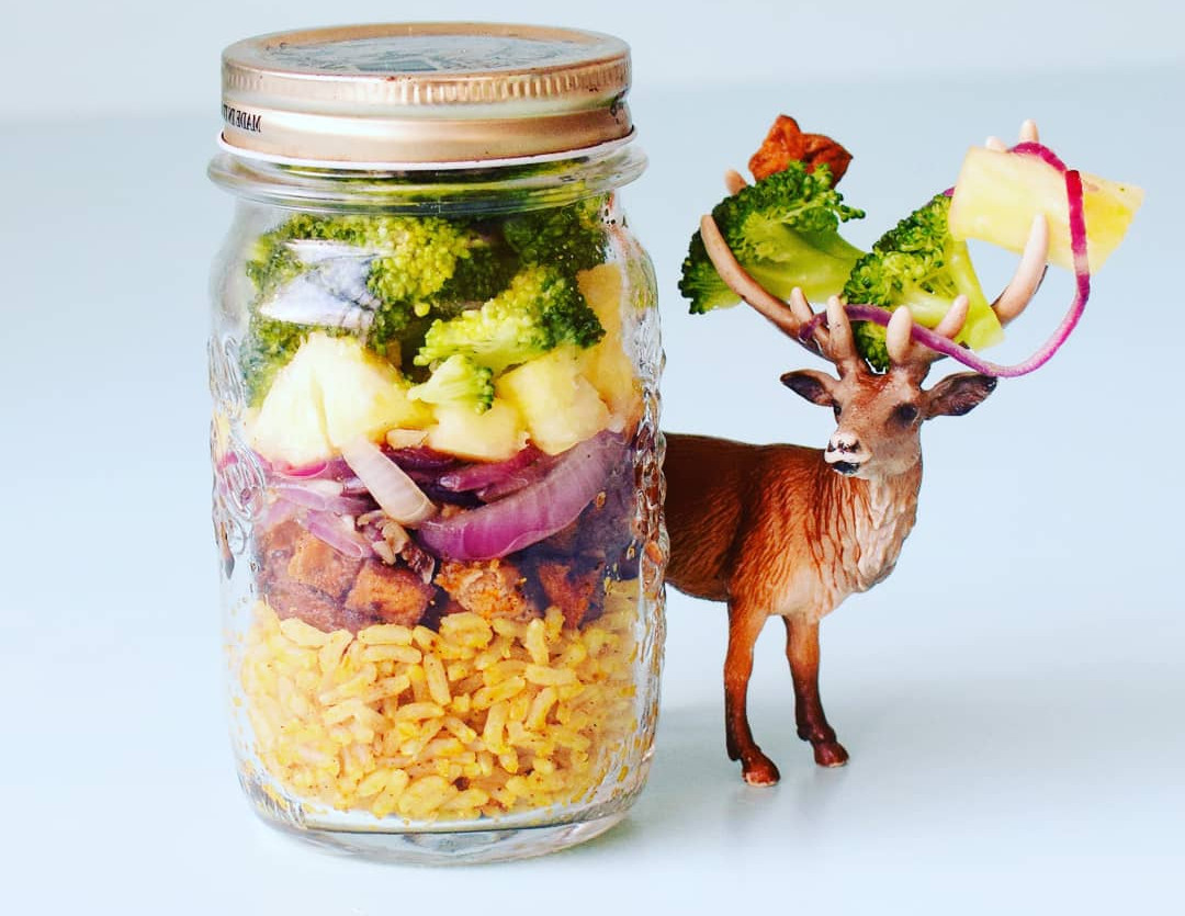 Pineapple rice in a jar